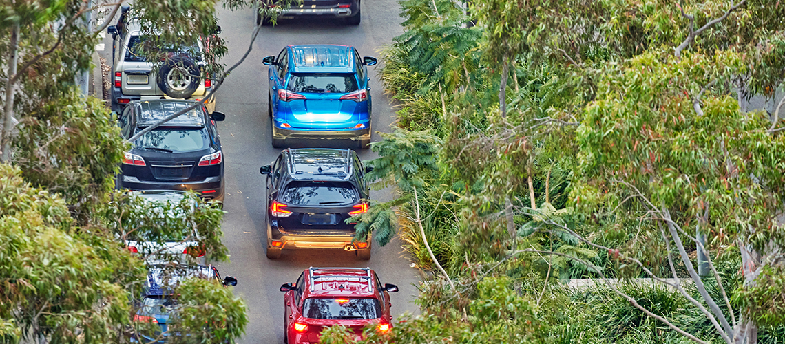 overhead shot of cars in traffic