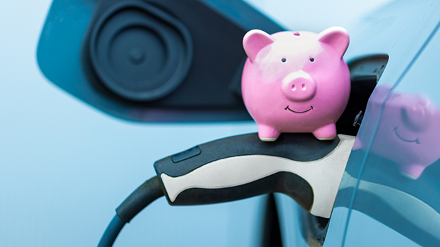 Piggy bank on an electric vehicle