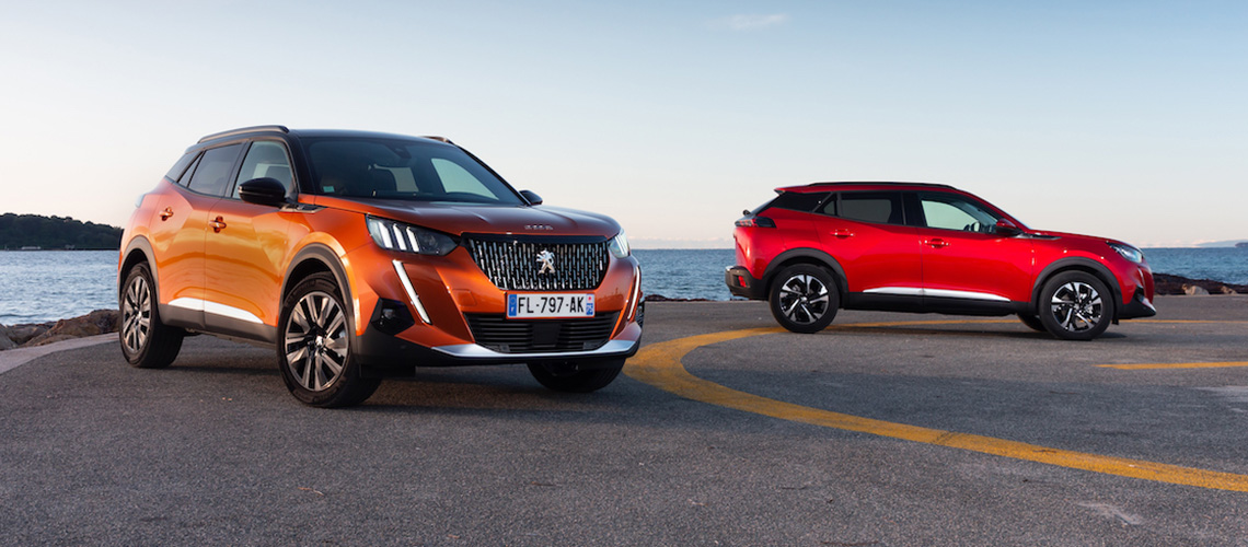 2021 Peugeot 2008 in orange and red
