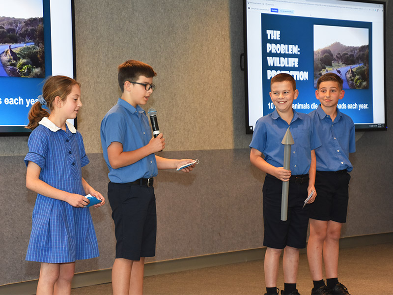 Stage 3 Students from One School Global present Spike Safe at the finals.