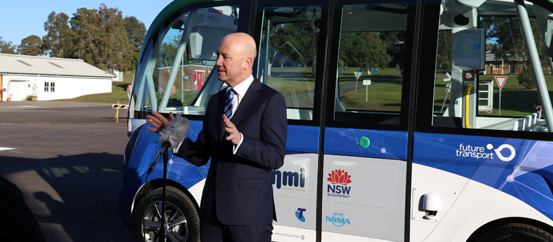 NRMA Presdient Kyle Loades talks to media about AVs