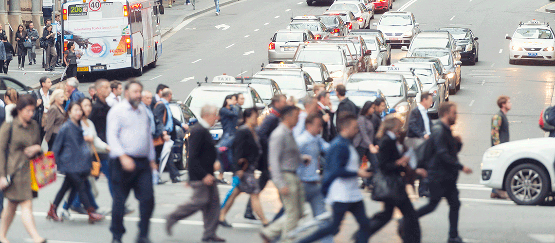 pedestrians crossing the road