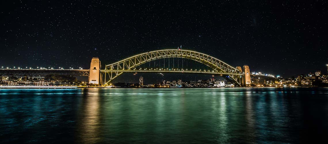 Harbour Bridge lit up for Yellow Ribbon Week