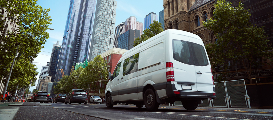 White delivery van in Sydney - NRMA Business ANCAP story