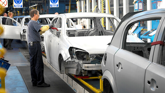Cars on production line manufacturing