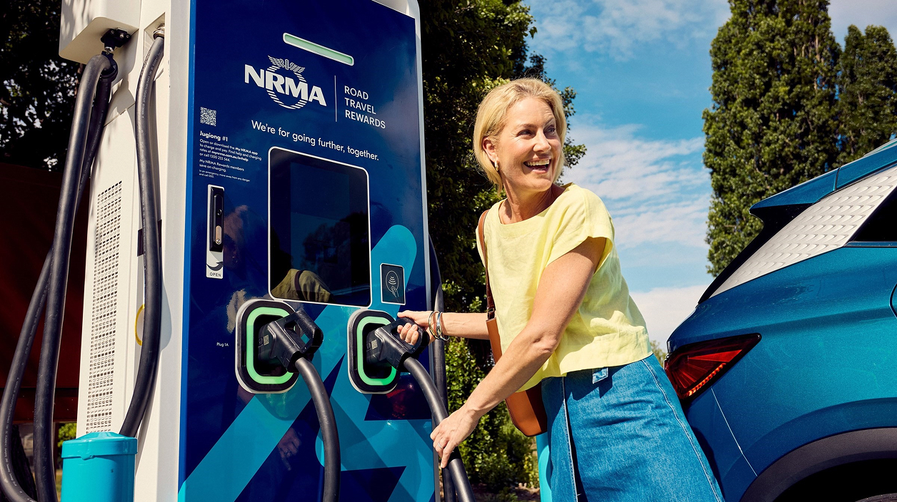 Lady at NRMA EV Charger