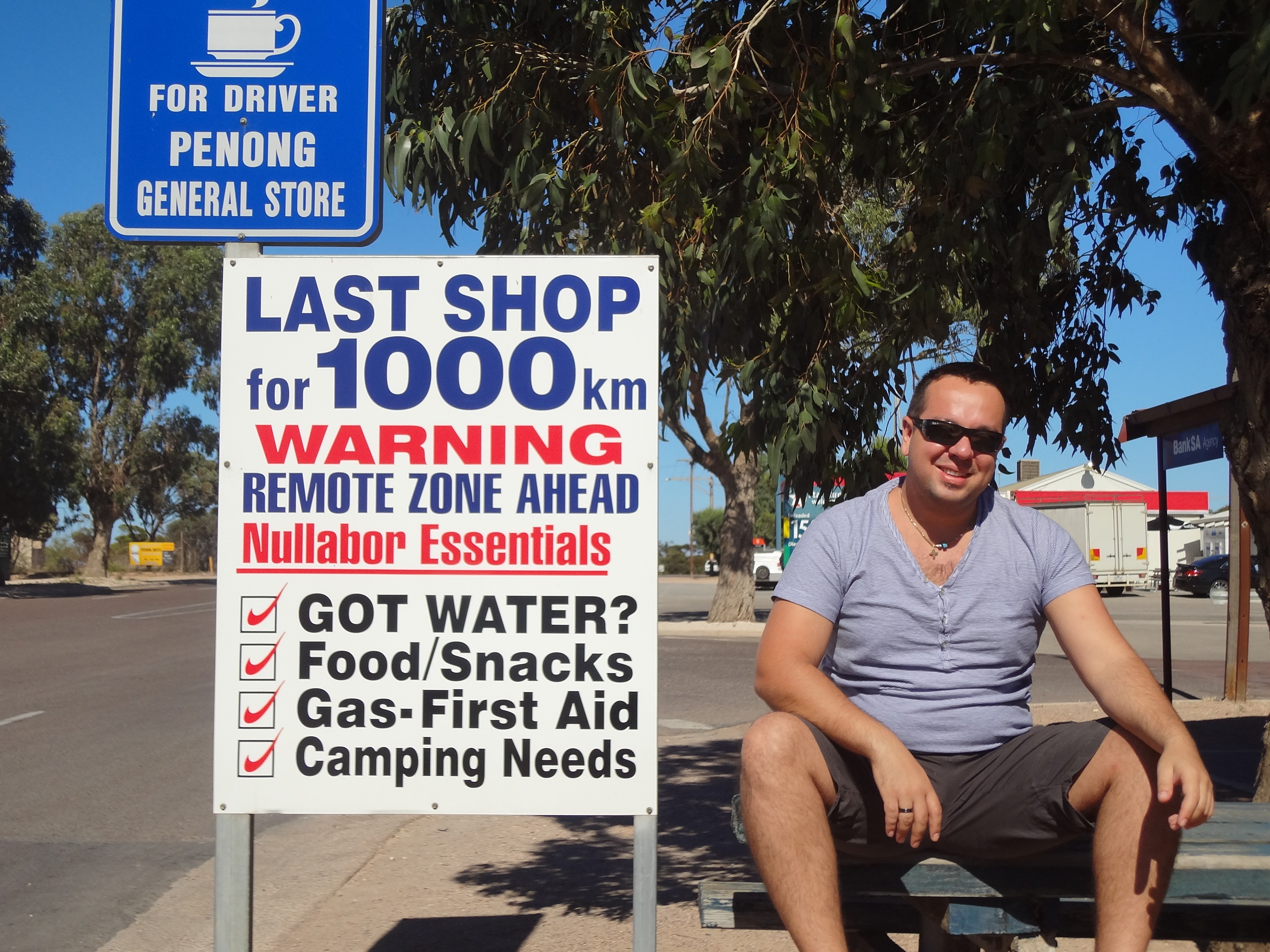 Carlita Road Trip Tales Picking up essentials before setting off on longest straight stretch of ro