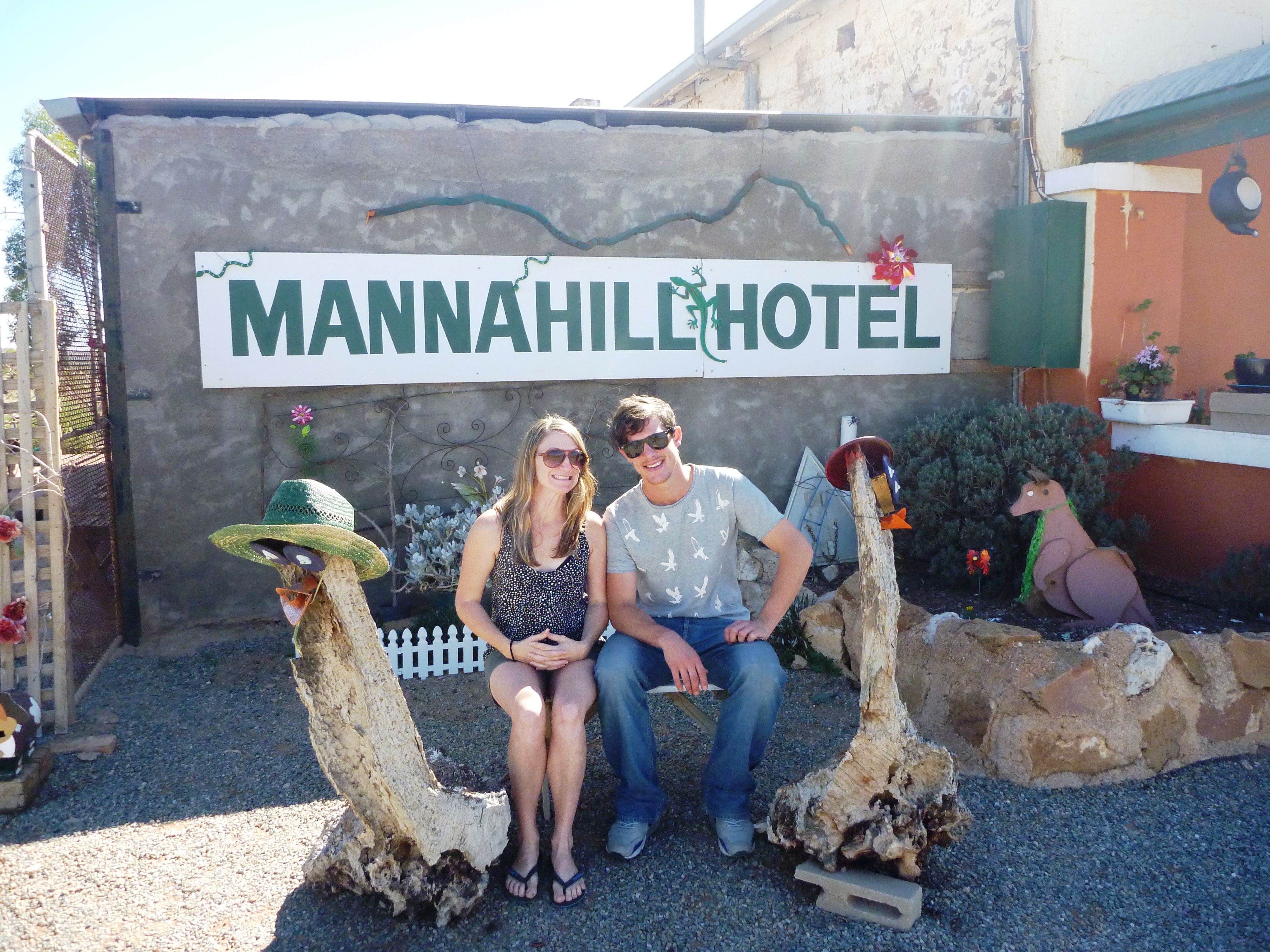 Michelle outside Manna Hotel - Road Trip Tales