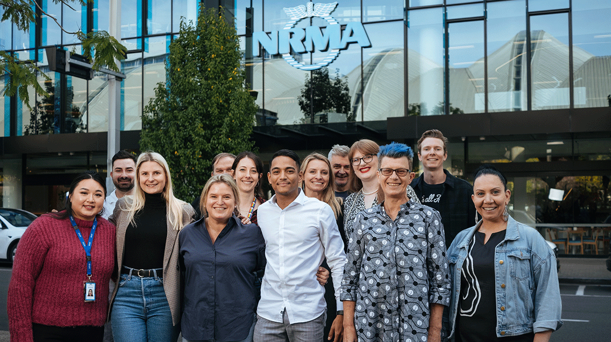 NRMA staff outside of Sydney Olympic Park building