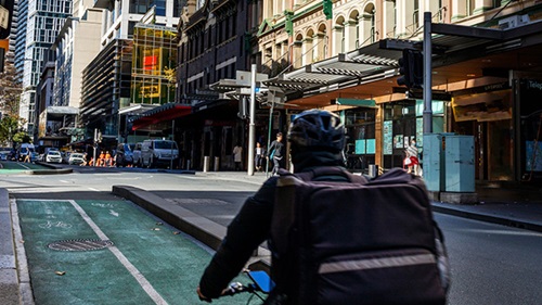Cyclist riding on Sydney roads