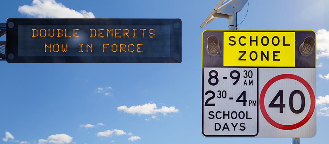 Double demerit and school zone signs