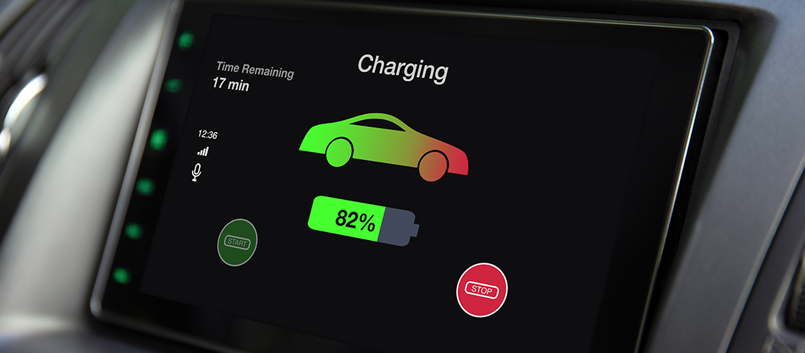 Interior screen of an EV charging