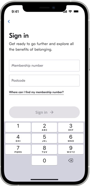 Sign in My NRMA app with membership number