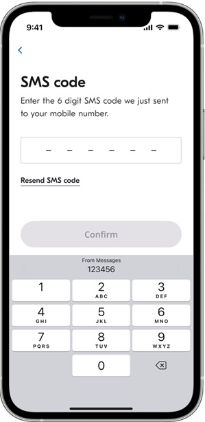 My NRMA app sign in using sms code