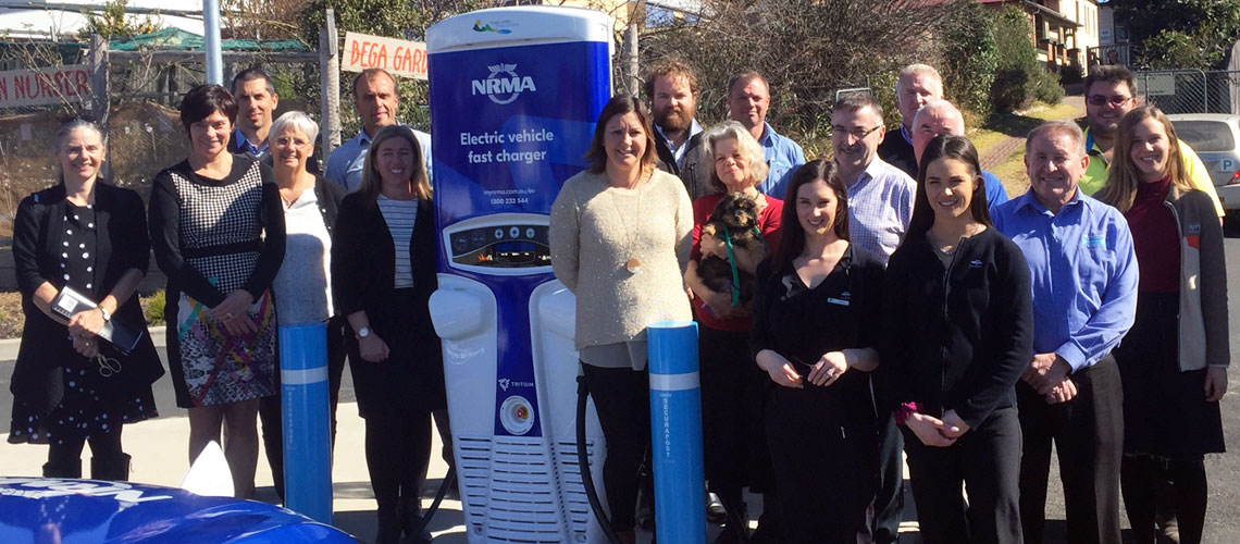 Group gathers for NRMA Electric Vehicle Charger launch in Bega