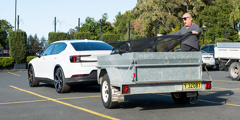 Polestar 2 electric vehicle towing trailer