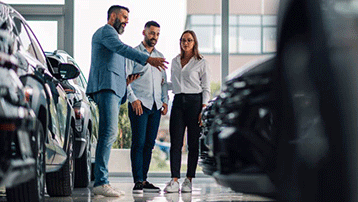 Couple buying new car