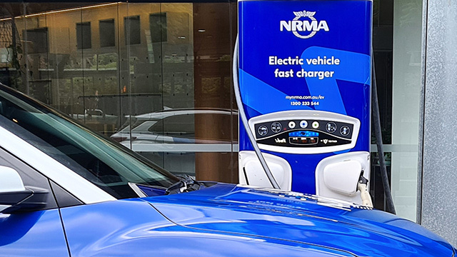 NRMA charging station Hyundai Kona Electric vehicle