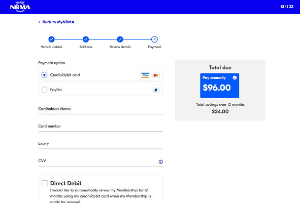 Adding Vehicle to membership for Roadside Assistance | The NRMA