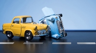 Car accident with toy cars