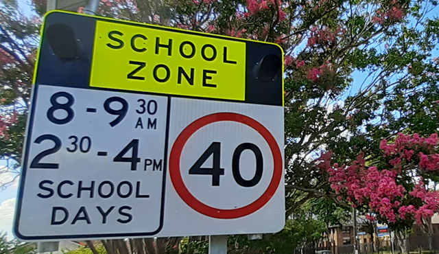 School zone sign in Haberfield, Sydney