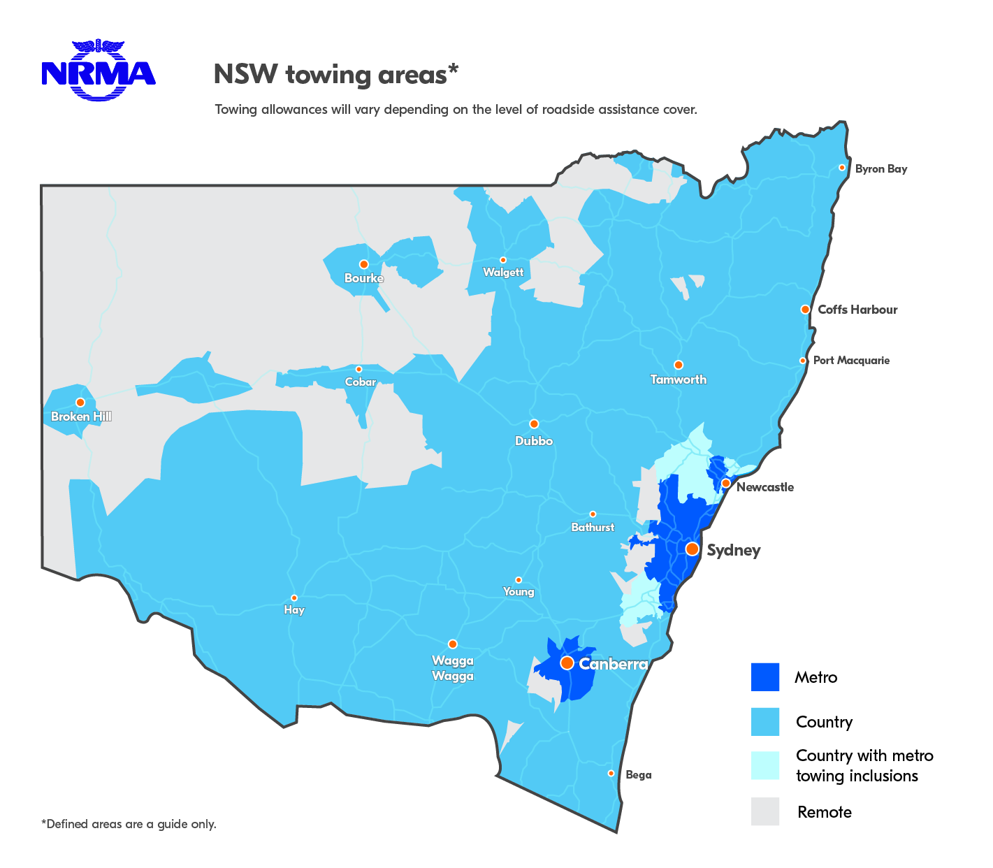 NRMA Towing Areas NSW