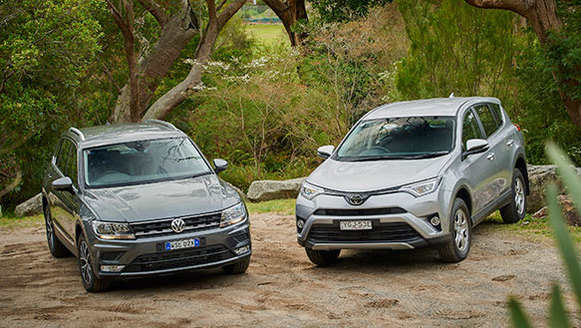 2016 Toyota Rav4 and 2016 Volkswagen Tiguan