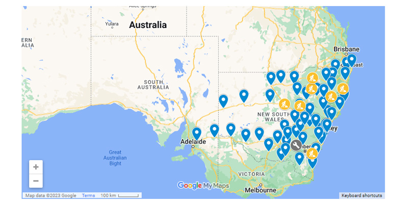 Electric vehicle fast charger map Australia