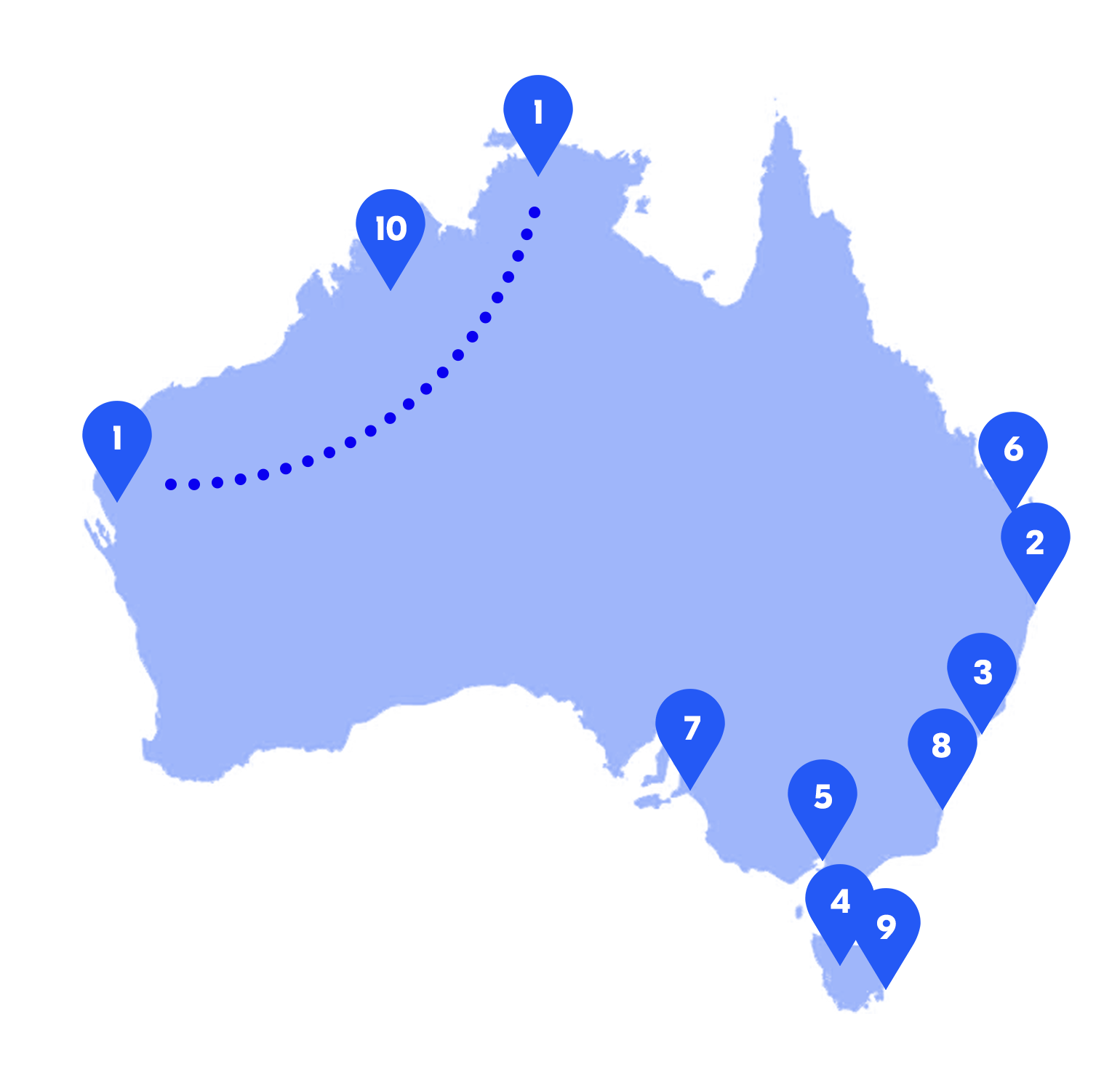 Australia map road trips