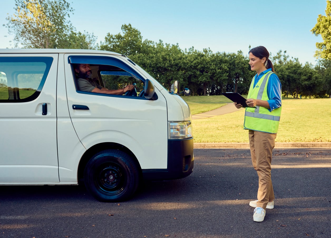 An NRMA Driving Instructor teaching a van driver
