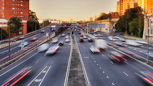 Cars travelling on the Warringah Freeway