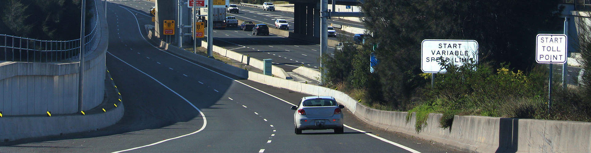 Car travelling down on ramp M5 and M8 motorway
