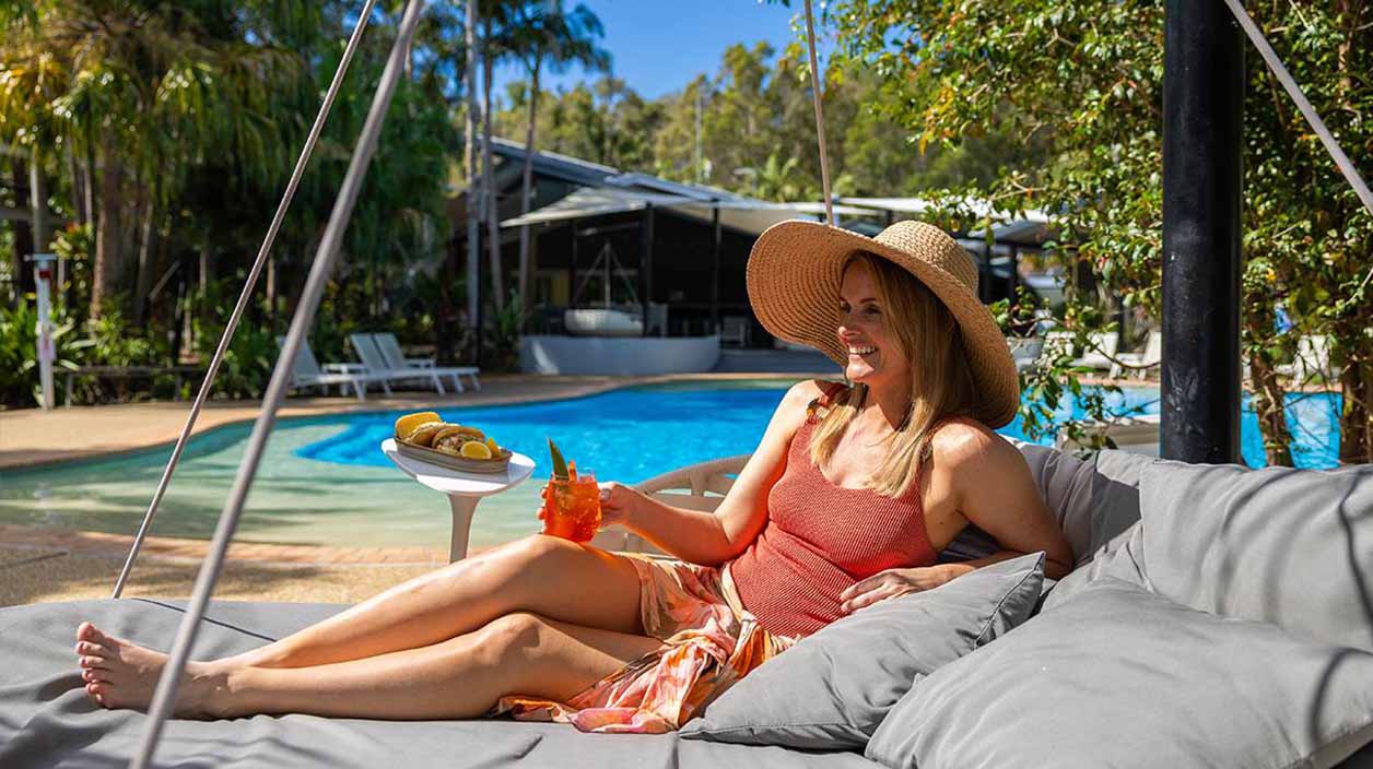 Angourie Resort woman by pool