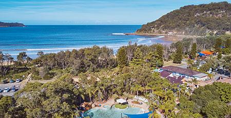 Aerial of NRMA Ocean Beach Holiday Resort