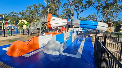 Ocean Beach twin water slides fun