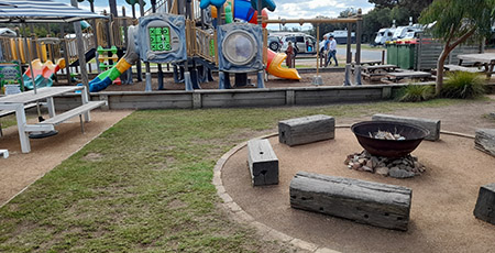 Communal campfire and playground