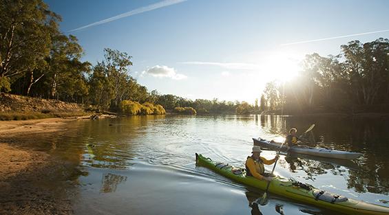 Kayakers in Echuca, VIC