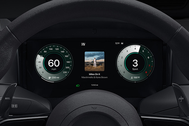 An Aston Martin with an Apple CarPlay Ultra driver information screen