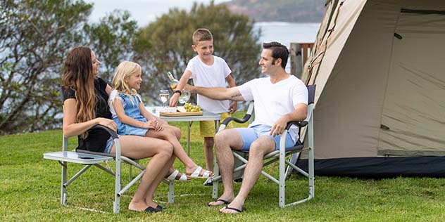 A family outside a tent