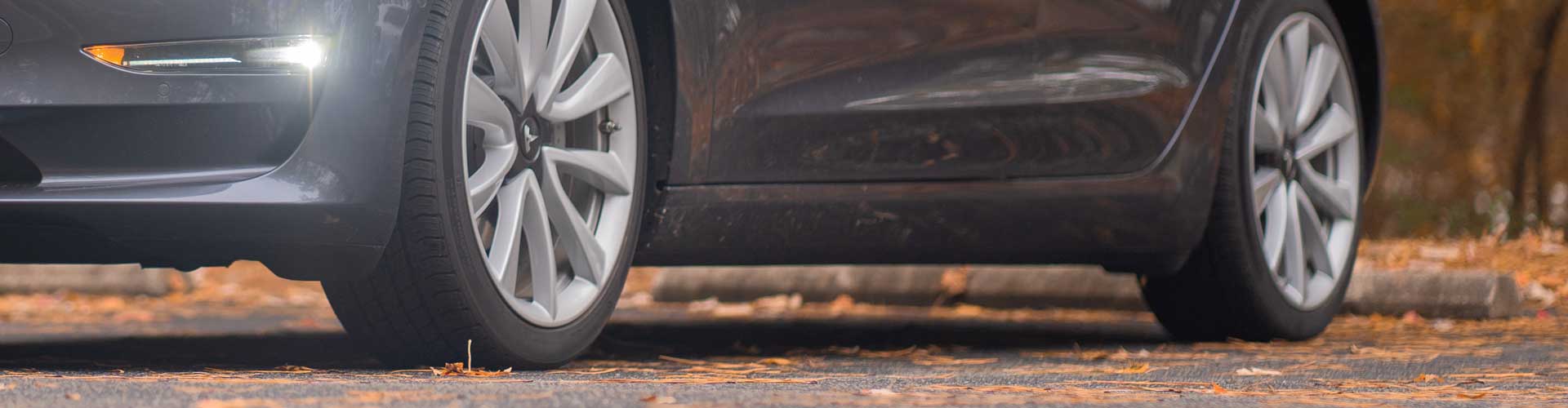 Cropped image of Tesla front tyre