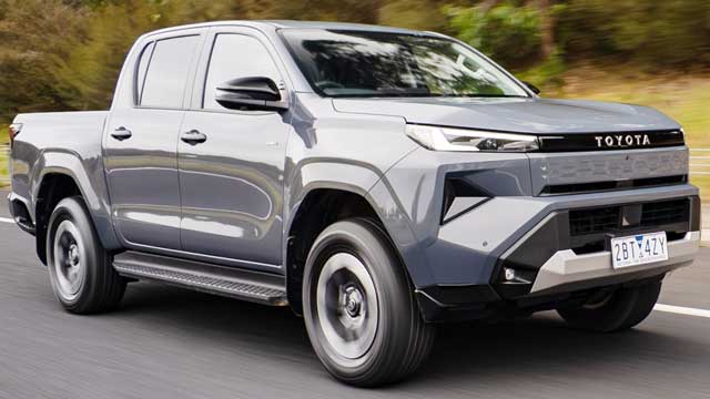 2026 Toyota Hilux BEV driving on a highway