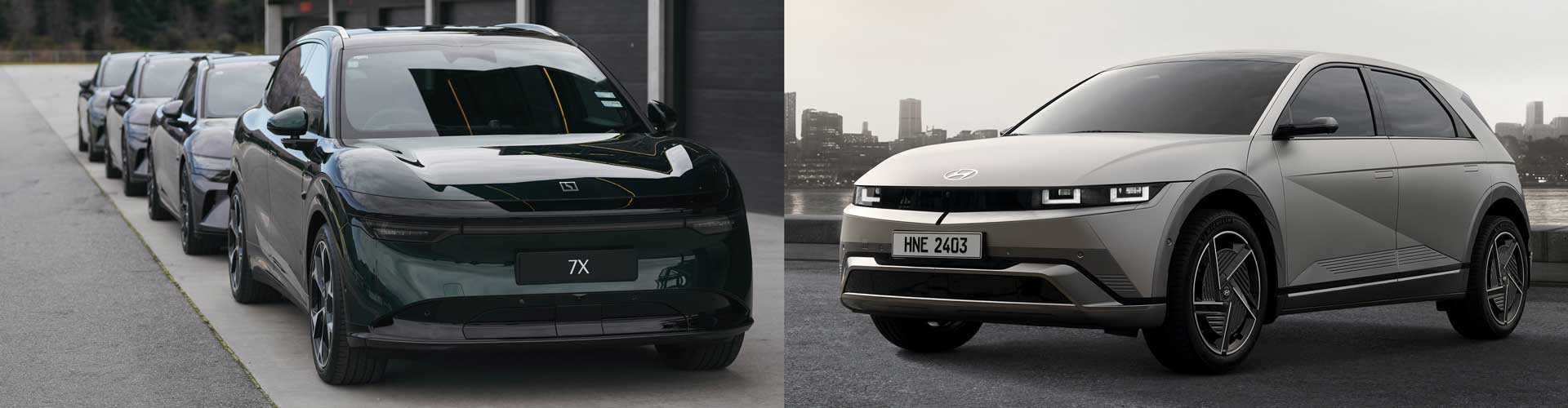 A Hyundai Ioniq 5 and a Zeekr 7X