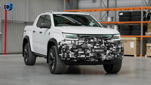 White 2026 Volkswagen Amarok Walkinshaw 600 in a garage