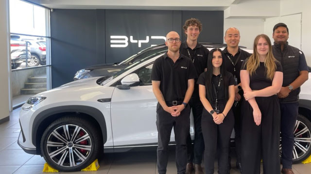 Staff at a BYD dealership and service centre