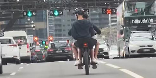 An ebike on the Sydney Harbour Bridge