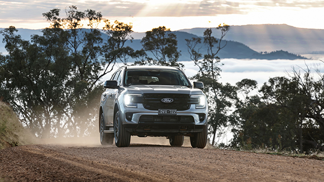 Ford Everest driving on a gravel road