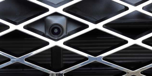 A camera in a car grille