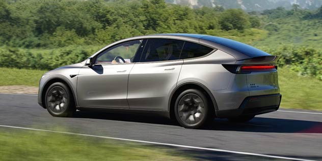 Silver long car driving fast