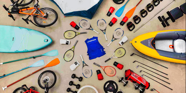 An array of sporting goods