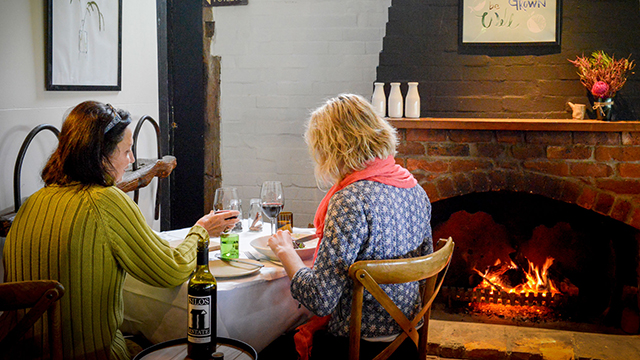 Fireplace and lunch at Berry Hotel in NSW
